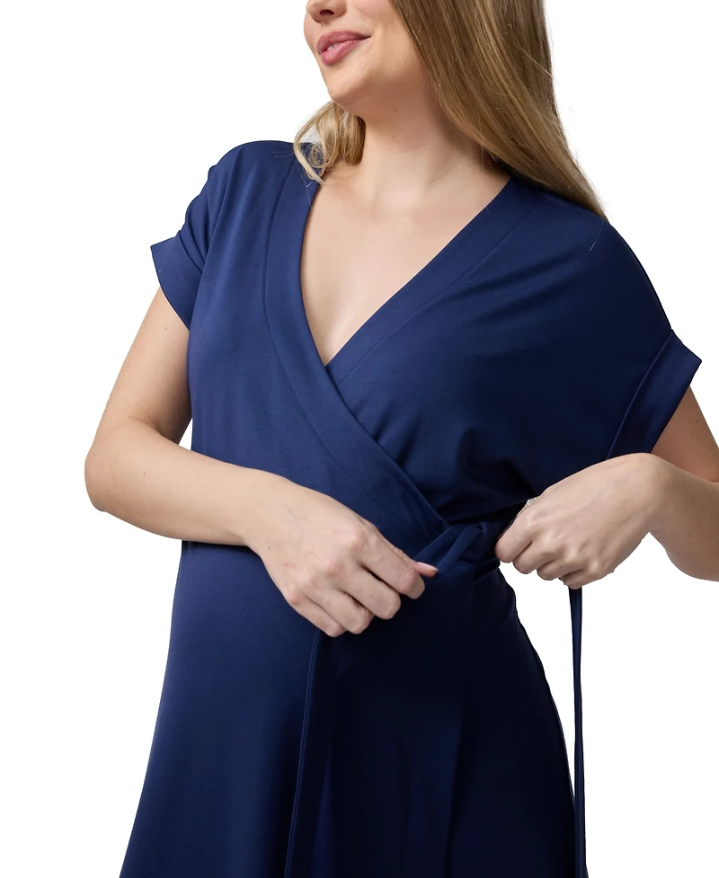 Ingrid + Isabel Maternity Short Sleeve Wrap Knit Dress