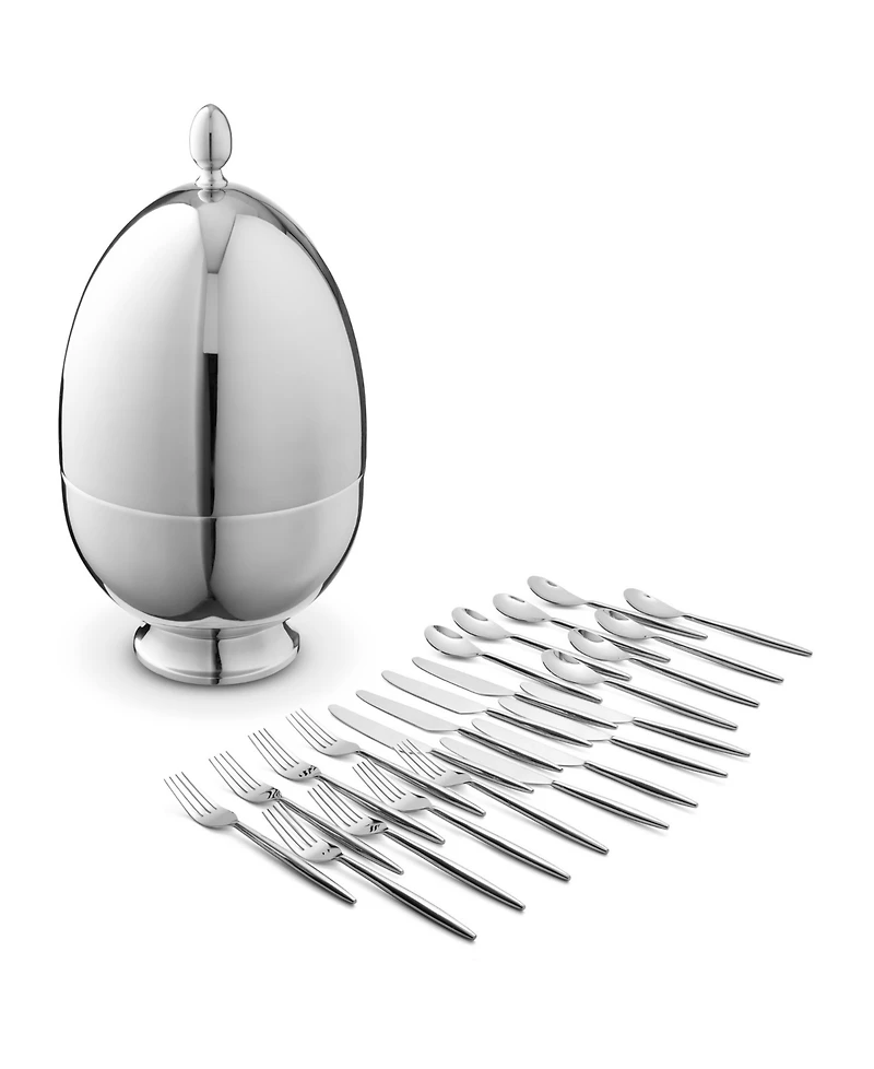 Ricci Argentieri Stainless Steel Egg 24-Piece Flatware Gift Set