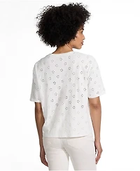 Lands' End Women's Short Sleeve Eyelet Crewneck T-Shirt
