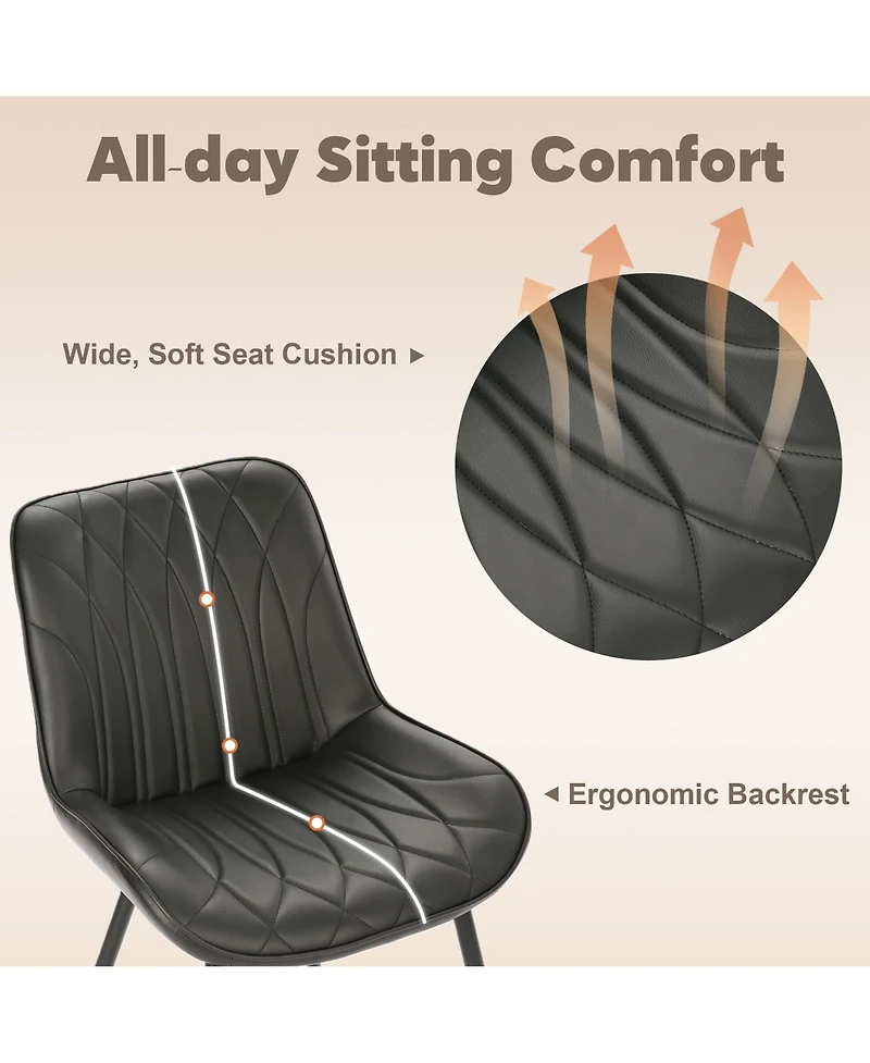 gaomon Set of 2 Modern Dining Chairs Upholstered Pu Leather Armless Side Chairs with Thick Cushion for Kitchen Dining Room