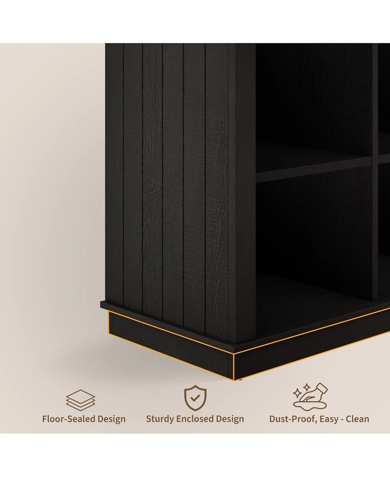 Gaomon 8 Cube Farmhouse Book Shelf, 2-Tier Storage Freestanding Bookcase Cabinet for Living Room, Entryway