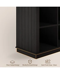 Gaomon 8 Cube Farmhouse Book Shelf, 2-Tier Storage Freestanding Bookcase Cabinet for Living Room, Entryway
