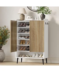 Gaomon Large Shoe Cabinet with Doors, 6 Tier Shoe Storage Organizer with Adjustable Shelves for Entryway Hallway Living Room, White