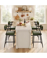 homfan Set of 4/6/8 Counter Height Bar Stools with Soft Back and Armrests, Chairs Footrest Heavy Duty Metal Frame for Kitchen Island