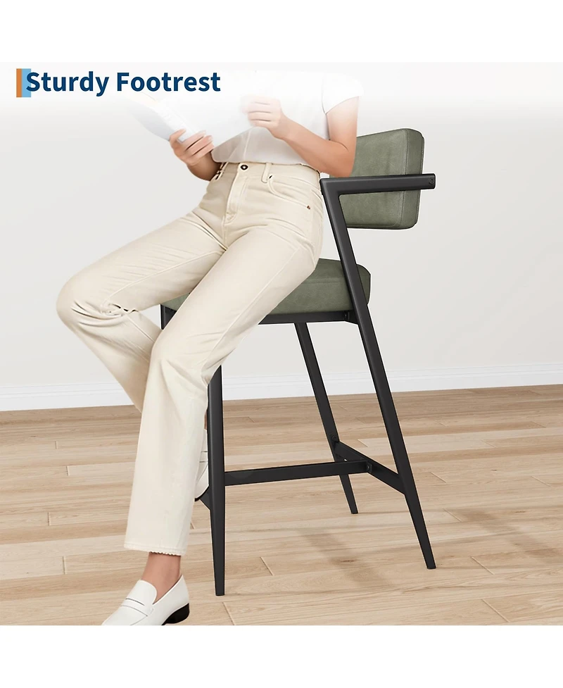 homfan 4/6/8-piece upholstered counter stools with arms, backrest, thick cushions, footrest