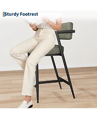 homfan 4/6/8-piece upholstered counter stools with arms, backrest, thick cushions, footrest