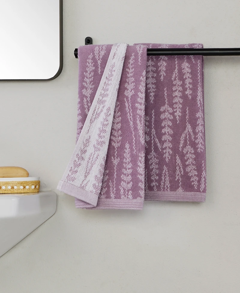 Skl Home Lavender Silhouette Jacquard Curved 2-Piece Hand Towel Set