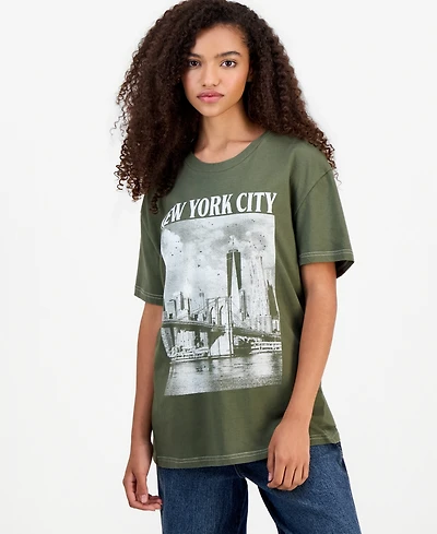 Rebellious One Juniors' Cotton Nyc Graphic T-Shirt