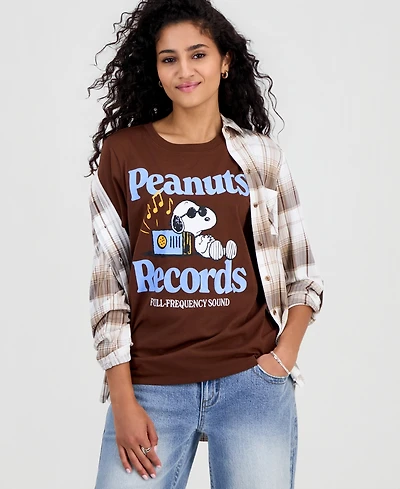 Snoopy Juniors' Peanuts Records Graphic Print T-Shirt