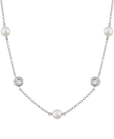 Arabella Cultured Freshwater Pearl (5-5.5mm) & White Cubic Zirconia (2-3/4 ct. t.w.) Necklace in Sterling Silver