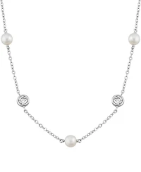 Arabella Cultured Freshwater Pearl (5-5.5mm) & White Cubic Zirconia (2-3/4 ct. t.w.) Necklace in Sterling Silver