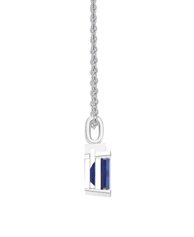 Macy's Lab-Grown Sapphire (1-3/4 ct. t.w.) & Lab-Grown White Sapphire (1/10 ct. t.w.) Pendant Necklace in Sterling Silver