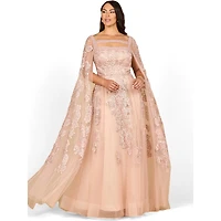 Lara Women's Lace gown with long cape sleeves