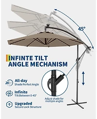 gaomon 10 Feet Uv-Resistant Offset Patio Umbrella with Solar Led Lights for Backyard, Poolside