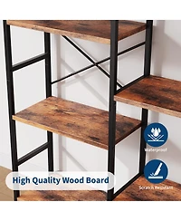 gaomon 4-Tier 63 Inch Industrial Arched Triple Column Bookshelf, Storage Rack for Living Room, Bedroom, Home Office