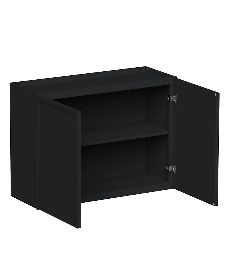Boyel Living Double Door Short Wall Cabinet with Shelves, Ready to Assemble Kitchen Cabinet with Solid Wood Frame, Soft-Close Slides and Hinge