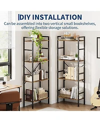 gaomon Industrial Bookcase, 4-Tier Large Bookshelf with Unique Tree Design Shelves, Heavy-Duty Open Storage Shelf with Steel Frame