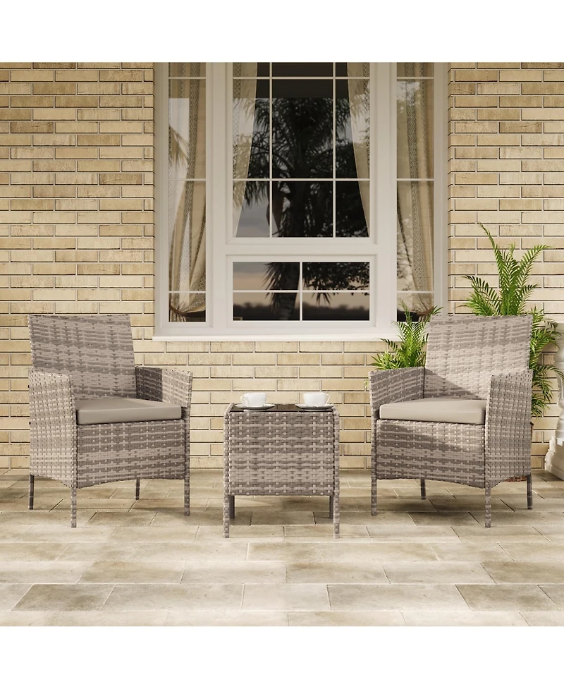 gaomon 3-Piece Outdoor Furniture Set, Pe Rattan, All-Weather Patio Set for Garden Backyard Porch