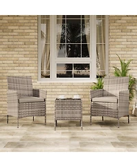 gaomon 3-Piece Outdoor Furniture Set, Pe Rattan, All-Weather Patio Set for Garden Backyard Porch