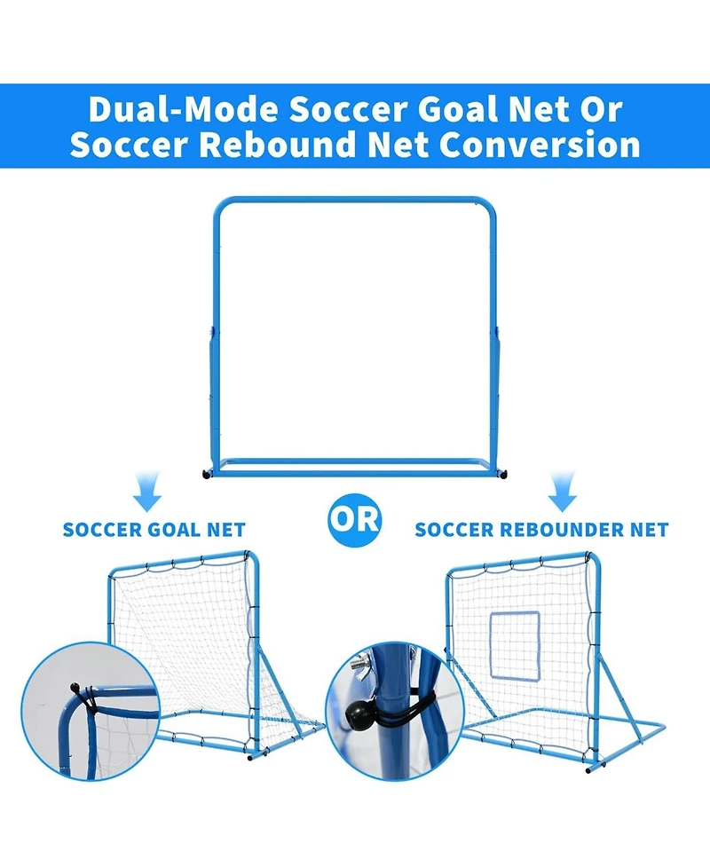Xo Dual Mode Soccer Goal and Rebounder Net, Adjustable Angle Training Net, Portable Soccer Practice Equipment for Backyard