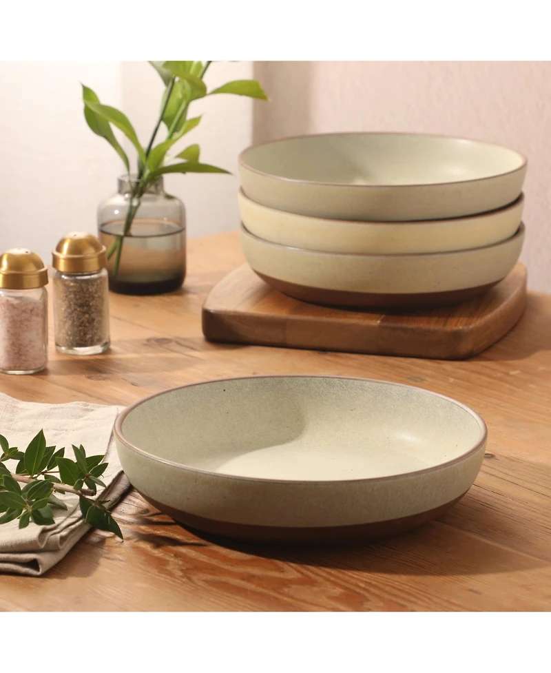 Gibson Home William Crest 4 Piece Dinner Bowl Set, 8.5 inch Round Reactive Stoneware Bowls, Large Soup, Pasta & Salad Bowls
