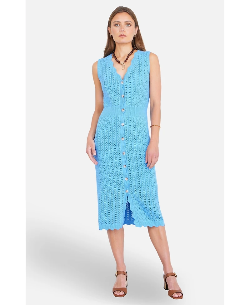 Yumi Women's Cotton Scallop Crochet Knitted Dress