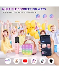 Ipason Mini Karaoke Speaker Wireless Mics and Led Lights Portable Party Machine! Fun Gift for Kids and Adults