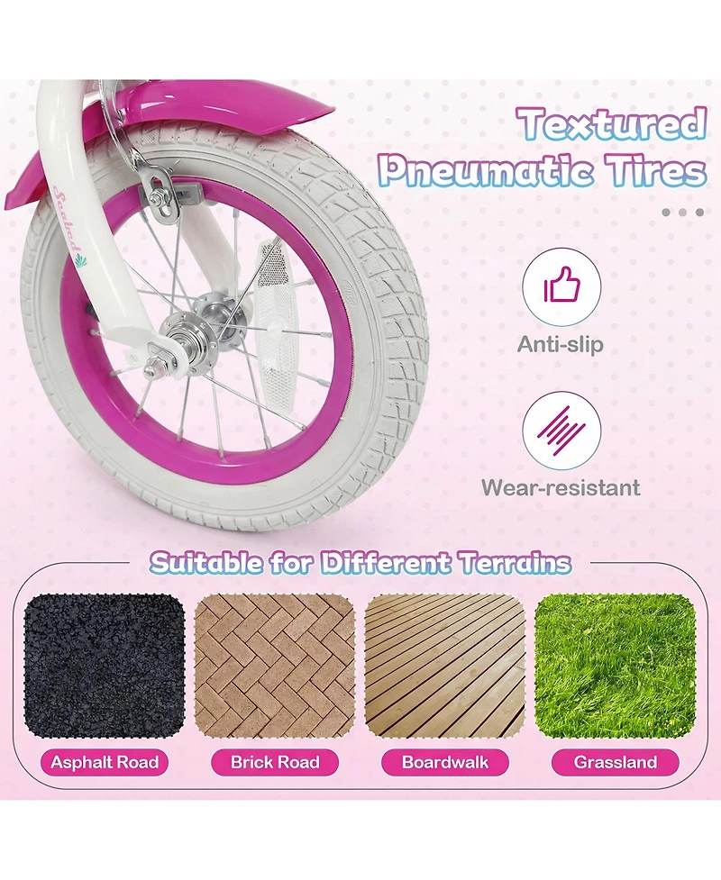 Gymax Kids Bike Training Wheels Hand Coaster Brakes Adjustable Seat Handlebar