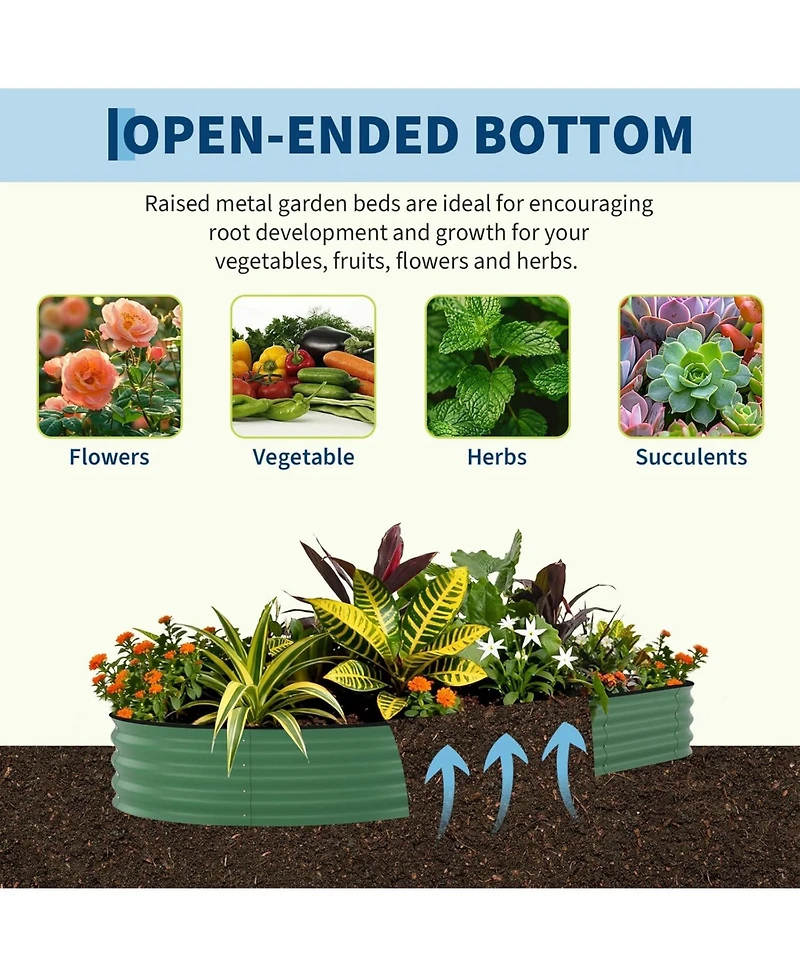 Xo Pack Galvanized Raised Garden Beds 8x4x1.5 ft, Metal Planter Boxes for Vegetables