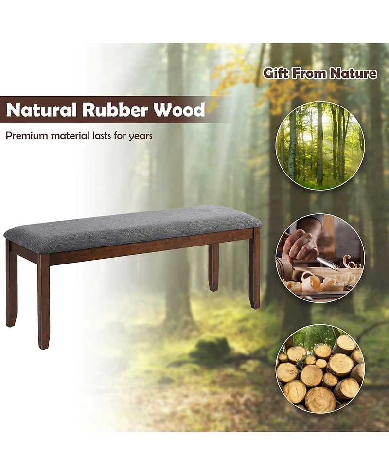Costway Dining Bench Upholstered Entryway Bench Footstool Kitchen Wood Legs