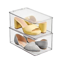 iDesign Stackable Shoe Box with Lid for Wedges or Flats, 2-Pack, Usa Made