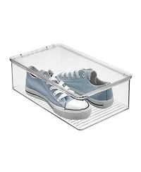 iDesign Stackable Plastic Shoe Box with Hinged-Lid for Sneakers or Flats