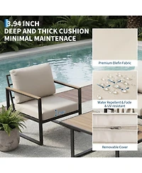 homfan Outdoor Patio Conversation Set with Coffee Table Thick Washable Cushions and Deep Seating for Garden or Deck