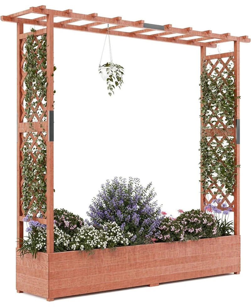 Xo Elevated Wooden Garden Bed with Trellis and Roof