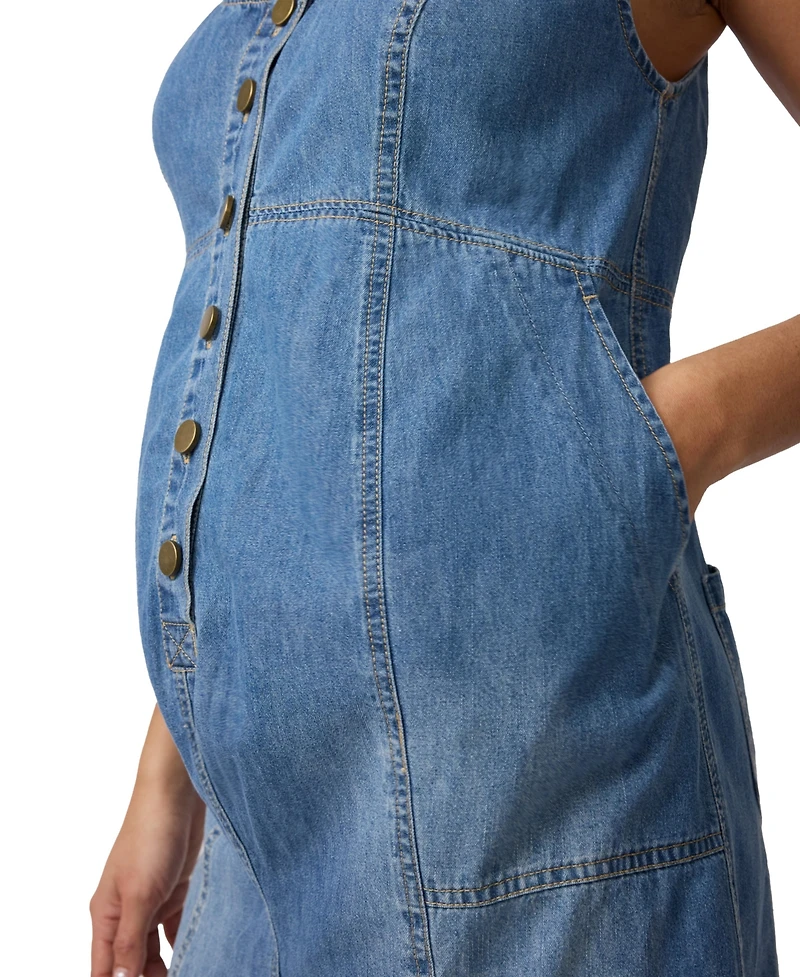 Ingrid + Isabel Maternity Sleeveless Soft Denim Romper