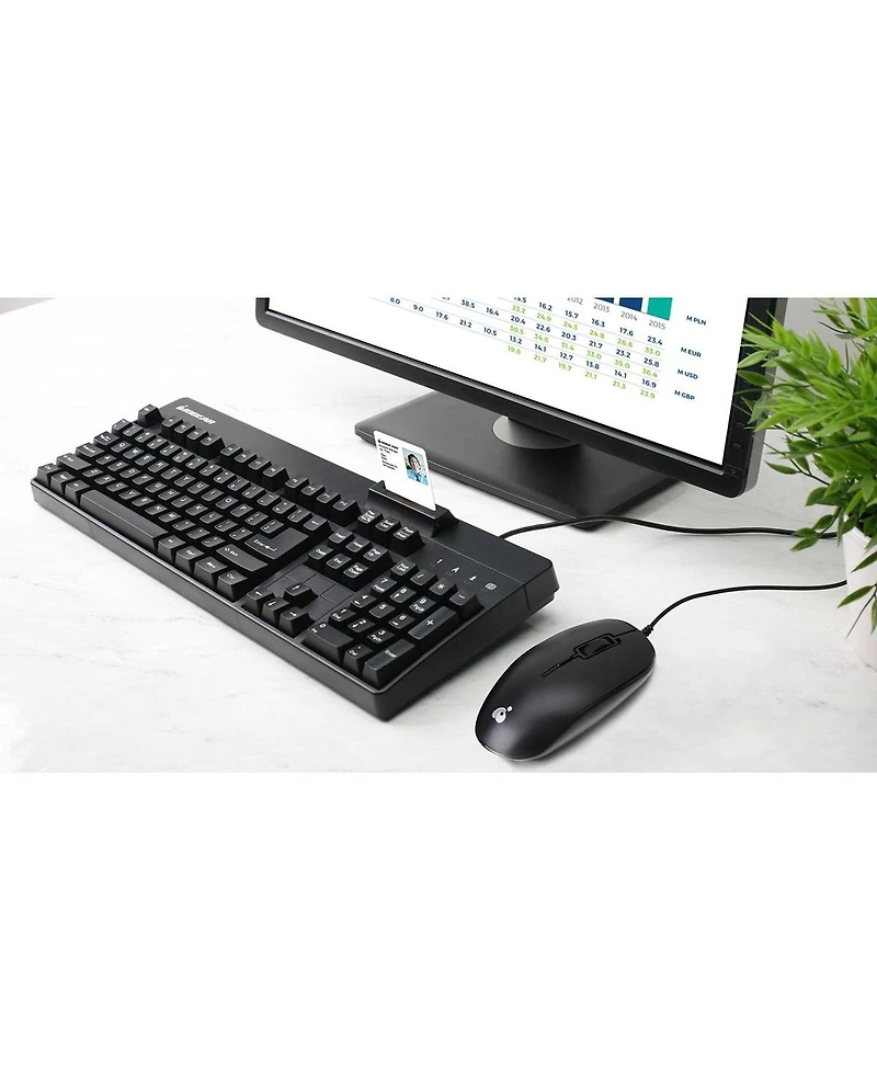 Iogear 104-Key Keyboard with Built-In Common Access Card Reader and 3-Button Mouse Combo, Taa Compliant
