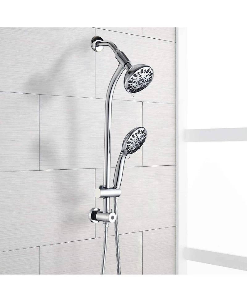 Midola Drill Free Stainless Steel Slide Bar Combo Rain Showerhead Setting Hand Dual Shower Head Spa System