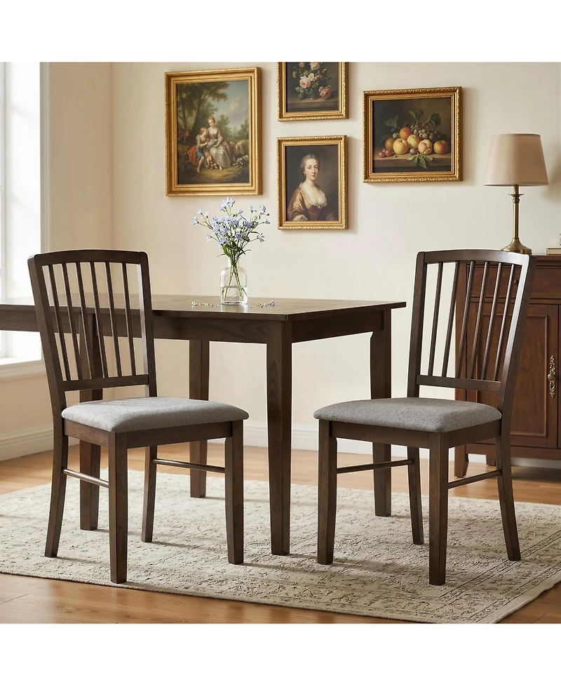 Homcom Upholste Dining Chairs Set of 2 with Solid Wood Legs