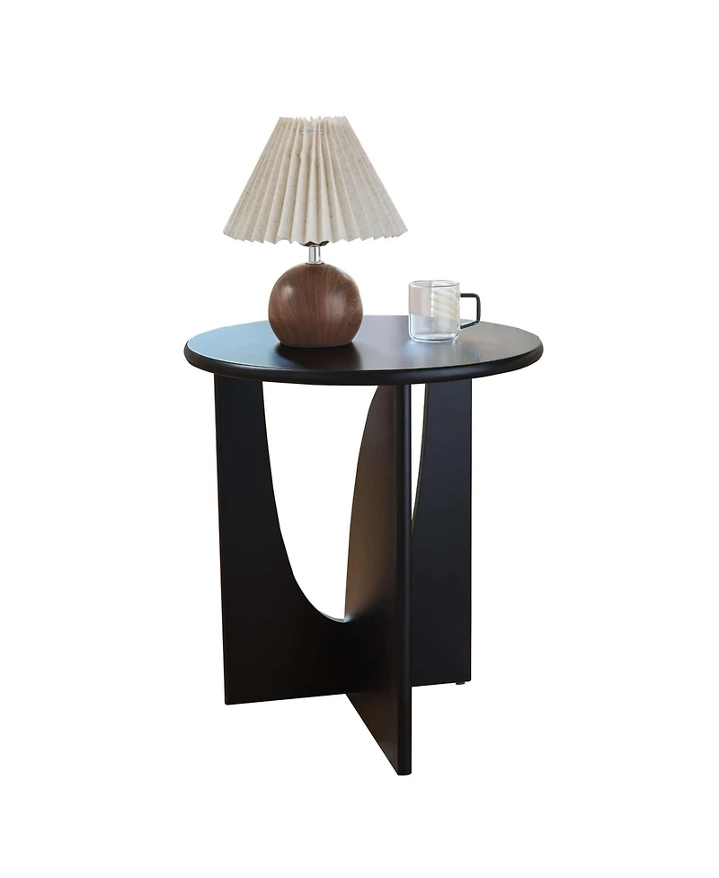 Kings Brand Furniture Round Side End Table - Wooden Accent with Compact Slim Design for Living Room, Bedroom, or Office