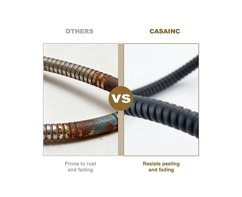 Casainc Extra Long Stainless Steel Shower Hose with Pvc Coating, Brass Flat Insert