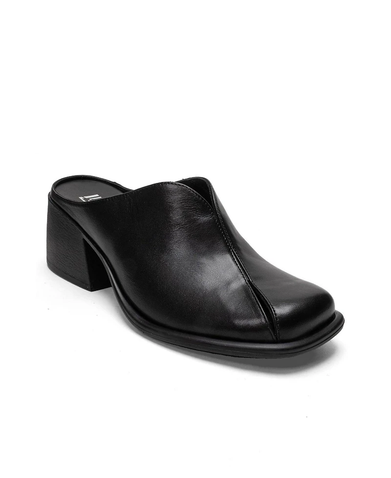 Forever & Always Shoes Women's Ardent Leather Block Heel Mule