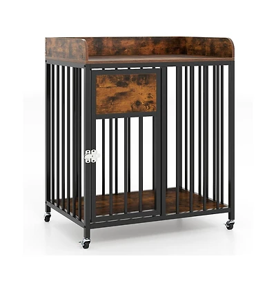 Ruie Dog Crate Furniture with Wheels and Tabletop for Small Dogs