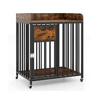 Ruie Dog Crate Furniture with Wheels and Tabletop for Small Dogs