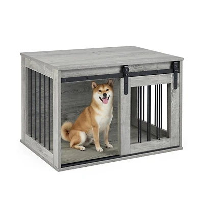 Ruie Heavy Duty Dog Crate Furniture with Sliding Barn Door and Tabletop