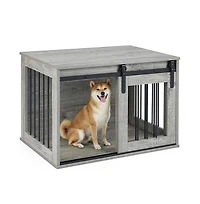 Ruie Heavy Duty Dog Crate Furniture with Sliding Barn Door and Tabletop
