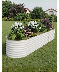Xo 8x2x2FT Oval Raised Garden Bed, 0.6mm Galvanized Steel Planter Box, Weatherproof Outdoor Garden Bed for Vegetables Herbs Flowers