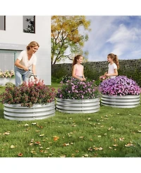 Xo Heavy-Duty Round Metal Raised Garden Bed 2x1 ft, Galvanized Planter Box Set, Rustproof, Easy Assembly