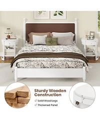 Gymax 2-Tier Nightstand with Shelf and Wood Grains Drawer Round End Table for Living Room