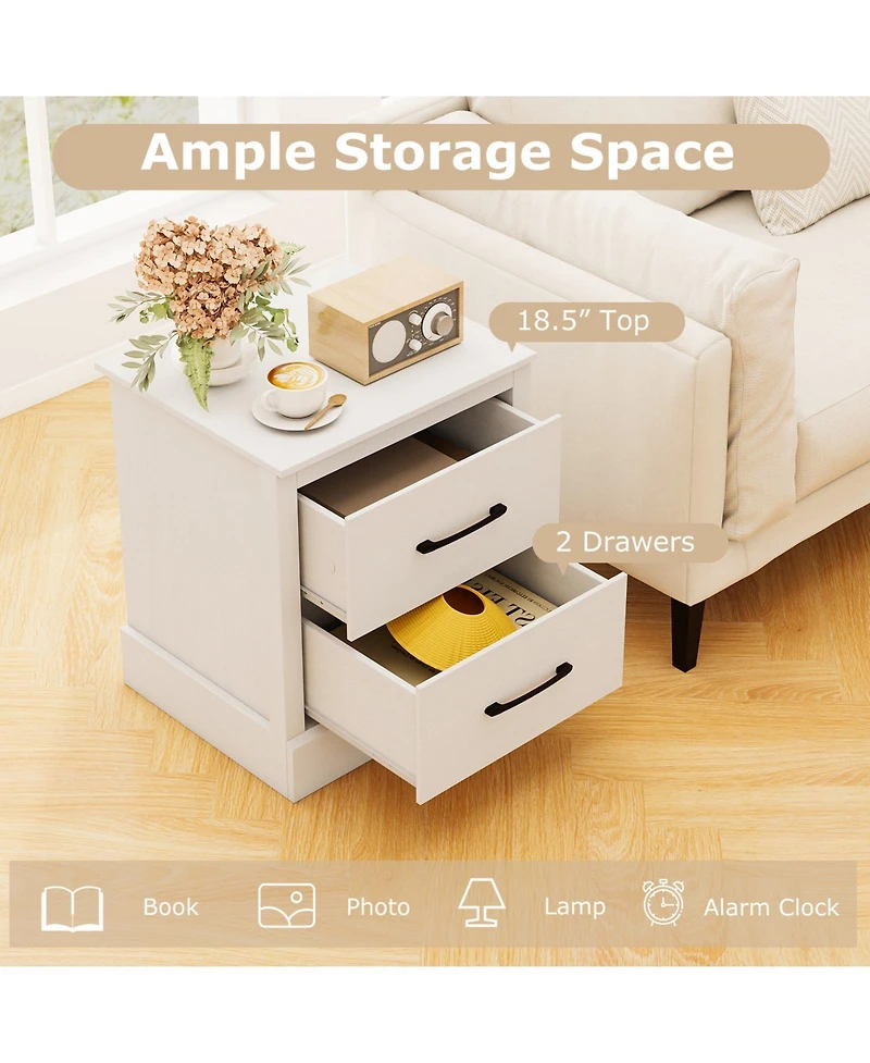 Gymax Set Of 2 18.5'' Farmhouse Nightstand with 2 Drawers Compact Size End Table Living Room