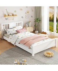 Streamdale Furniture Twin Size Solid Wood Platform Bed Frame with Headboard